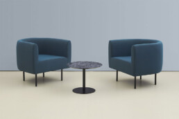 armchair 2-seat sofa foam higher seat & gentle curve table